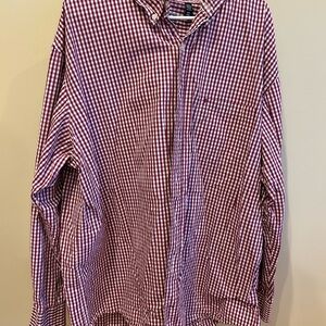 Izod Men's Red and White Gingham Shirt